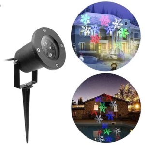 Proiector laser de exterior metalic cu jocuri de luminii si fulgi de zapada diverse forme