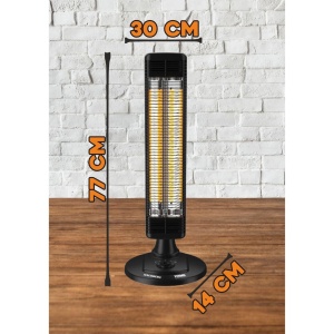 Radiator electric Hausberg HB-8565NG, 1000W, 2 trepte incalzire, tub din fibra de carbon, protectie IP24, termostat mecanic, carcasa din metal - Img 6