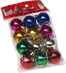 Set 12 globuri multicolore, decoratiune pentru pomul de Craciun, diametru 2.5 cm - Img 2