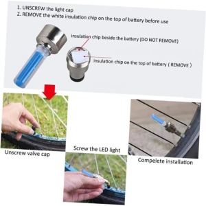 Set 2 Lumini LED Pentru Ventil Cauciuc, Albastru , Rezistente la Apa si Soare, Senzor de Miscare - Img 3