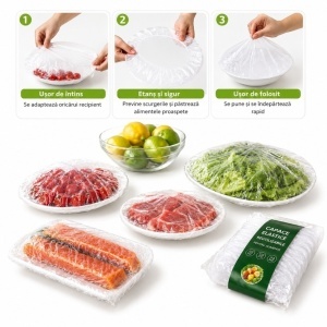 Set 500 Capace Alimentare Elastice Transparente – pentru Boluri și Recipiente - Img 3