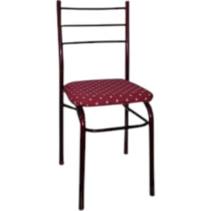 Set de 4 Scaune Metalice Rosu/Visiniu cu Sezut Tapitat - Img 2