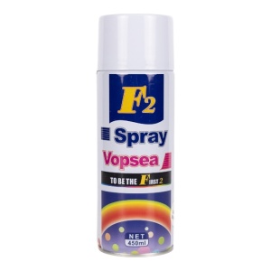 Spray vopsea aerosol F2, alb mat, 450ml, pentru metal, lemn si plastic