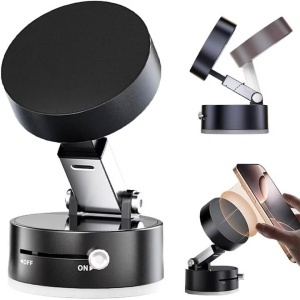 Suport magnetic nou pentru telefon cu aspiratie magnetica, pentru telefon cu aspiratie, suport magnetic pentru telefon pliabil si retractabil pe ambele parti, pentru toate telefoanele mobile (negru)