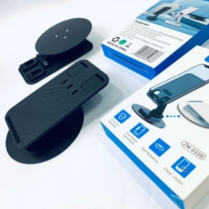 Suport Telefon Pliabil, Rotatie 360°, pentru birou, Reglabil pe Inaltime, Compatibil Universal, Portabil, Negru - Img 3