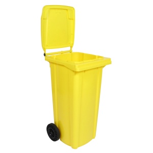 Tomberon gunoi, europubela, cu roti, galben,120 L