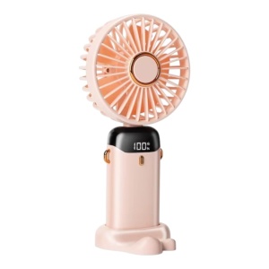 Ventilator portabil, cu display digital, mini, incarcare USB, Roz - Img 2