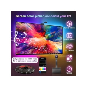 Banda LED RGBIC inteligenta cu Sincronizare pentru TV, Camera HD 1080p cu Senzor de culoare - Img 3