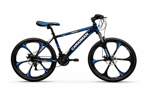 Bicicleta CARAIMAN 26T, 6 Spite, Albastru, 26 inch, Frane pe Disc, 21 Viteze - Img 3