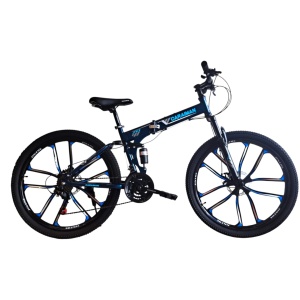Bicicletă Caraiman 26ZD, pliabilă, roți 26 inch, cu dublă suspensie, frâne pe disc, albastru - Img 2