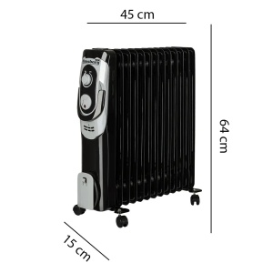 Calorifer electric Hausberg HB-8930NG, 2500 W, 13 elementi, 3 nivele de putere, termostat reglabil, Negru - Img 3