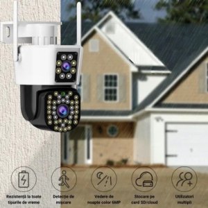Camera Dubla WiFi - 6MP, Full HD 4K cu Alarma Integrata, Detectare Umana si Recunoastere Faciala CAMERA WIFI - Img 2