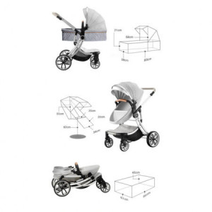 Carucior 2 in 1 Reversibil, Landou si Sport, Egg Shape F1 LC, Roz - Img 4