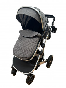 Carucior 2 in 1 Reversibil, T1, Gri, Landou si Sport, cu landou reversibil, cadru aluminiu si geanta cadou - Img 5