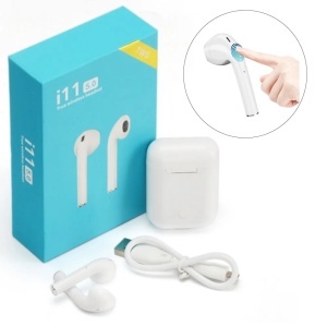 Casti bluetooth, wireless, i11 TWS cu Bluetooth V5.0, Control tactil, Sunet stereo, Compatibil cu iOS si Android, Usor, Alb