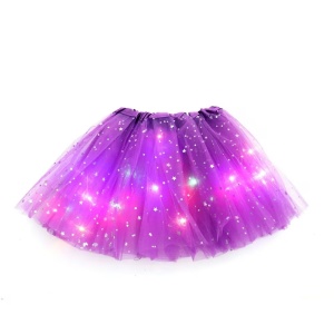 Fusta LED pentru Fetite cu Luminite Multicolore Incorporate, Model Stelute, 30 cm Lungime - Img 2