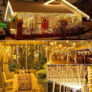 Instalatie perdea 910WW, alb cald cu fir gros 360 led, 9m x 1m, Interconectabil - Img 6