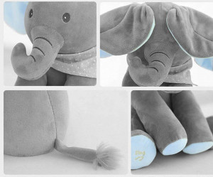 Jucarie Interactiva Elefant Peek A Boo Gri - Albastru - Img 4