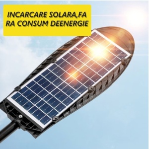 Lampa Solara Stradala cu Telecomanda, Cu Panou Solar Incorporat, De Exterior, 156 COB 6 LED, cu Senzori de Amurg, Miscare si Lumina, IP65 Wateproof, 3 Moduri Functionare, Brat de Montare Inclus, Negru - Img 5