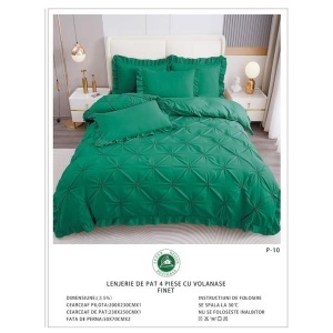Lenjerie 4 Piese cu Volanase Finet, Verde Inchis, P-10 - Img 3