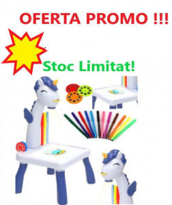 Masuta de desenat UNICORN ALBASTRA cu proiector, diapozitive, holograme - Img 8