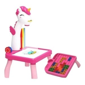 Masuta de desenat UNICORN Roz, cu proiector, diapozitive si holograme - Img 3