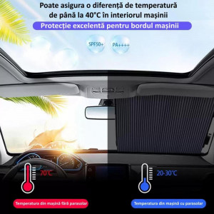 Parasolar Auto Retractabil Automat pentru Parbriz sau Luneta Spate tip Jaluzea cu Ventuze - Img 3