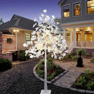 Pomisor Decorativ 128L, Copac decorativ sarbatori, Alb, iluminat 128 LED-uri ALb Rece, 170 cm - Img 5