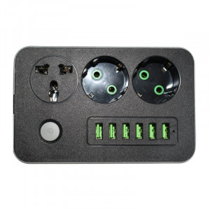 Prelungitor cu 3 Prize si 6 Huburi USB, Power Socket - Img 4