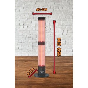 Radiator electric digital cu telecomanda Hausberg HB-8570NG, 3000W, 3 trepte incalzire, tub dublu din fibra de carbon, protectie IP45, termostat digital, Negru - Img 6