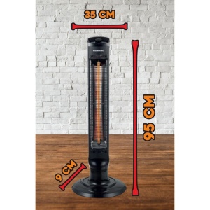 Radiator electric tip Turn Hausberg HB-8561NG, 1000W, 2 nivele de temperature, tub din fibra de carbon, siguranta pentru rasturnare, oscilatie, maner transport, Negru - Img 3