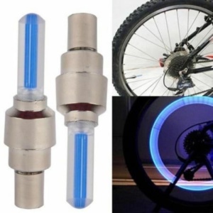 Set 2 Lumini LED Pentru Ventil Cauciuc, Albastru , Rezistente la Apa si Soare, Senzor de Miscare