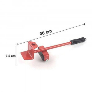 Set levier cu role + 4 suporti pivotanti cu role pentru ridicat si mutat obiecte grele, 4 x 150 kg, dispozitiv din otel inoxidabil pentru mutat mobila - Img 2
