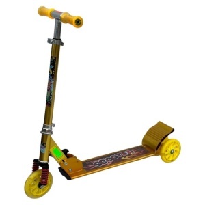 Trotineta Scooter Galben Auriu, cu 2 Roti pe Spate, pentru copii, Greutate maxima 50Kg