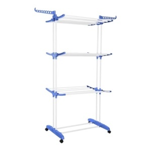 Uscator vertical pentru rufe, mobil si pliabil, cu doua umerase, 75x57x170cm, sarcina 40kg - Img 3