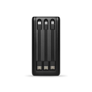 Baterie externă (power bank) neagră, cu cabluri integrate - Img 2
