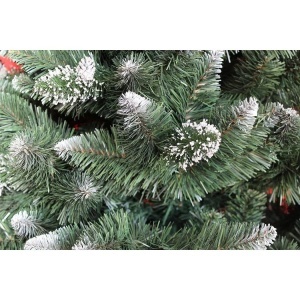Brad Artificial de Craciun, UNGARIA, 210 cm Inaltime, Verde cu Varfuri Ninse, cu Suport - Img 2