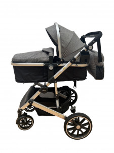 Carucior 2 in 1 Reversibil, T1, Gri, Landou si Sport, cu landou reversibil, cadru aluminiu si geanta cadou - Img 6