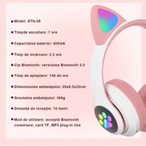 Casti audio Wireless, urechi de pisica, VZV-23M - Img 3