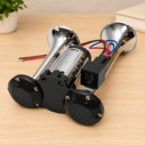 Claxon Auto 12V cu 2 Goarne Cromate și Compresor Inclus - Img 2