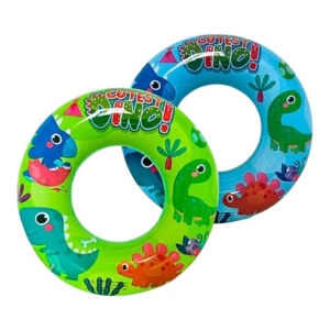 Colac gonflabil rotund cu dinozauri și imprimeu, 50 cm, pentru copii ,verde cu dinozauri