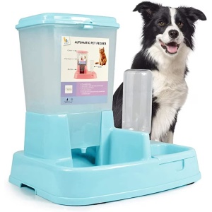 Dispenser mancare/apa pentru animale, 2in1, albastru - Img 2