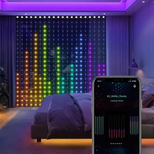 Instalatie Perdea 400 LED-uri cu Bila, 3m x 2m, Digitala, Smart Bluetooth Rgb+W Cu Cod QR aplicatie, Control animatii din telefon - Img 3