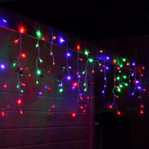 Instalatie Turturi 900C, cu Cablu Alb, 200 LED-uri, Colorate, 10 metri, Tip Franjuri, de Exterior, Interconectabil cu Flash Led - Img 4