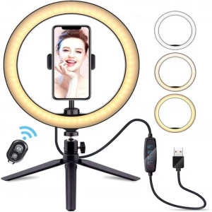 Lampa Circulara Make up Profesionala, QX-260, 10-inch/26CM, LED cu Lumina Rece/Calda Tip Inel, Telecomanda Pentru Poze reusite, alba ,fara trepied