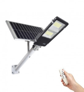Lampa Stradala Proiector LED cu Incarcare Solara , 2 cadrane, 200W, Panou Solar si Telecomanda
