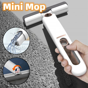 Mini Mop Portabil cu stoarcere automata, Burete de inalta calitate, Spalare umeda sau uscata, Potrivit pentru Geamuri, Blaturi, Bucatari, Bai - Img 2