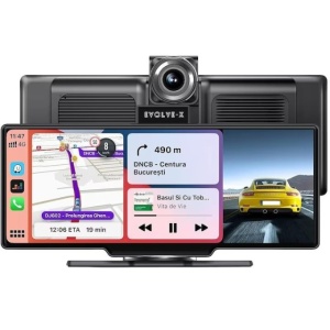 Navigatie Auto UNIVERSALA MARE 2 CAMERE, INCLUSE Display Touchscreen de 10.26 inch, compatibila cu Apple Carplay si Android Auto wireless, Oglindire ecran wireless, Camera trafic frontala + Camera marsarier inclusa, Aplicatie Wi-Fi, Bluetooth Audio, negru - Img 10