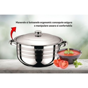 Oala inox cu capac metalic Ertone MN-538, 28 cm, 11L - Img 2