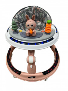 Premergator P7 Roz, Premergator 3 in 1, Baza rotunda antirasturnare, reglabil pe inaltime, cu cordon luminos muzical, Roti silicon - Img 6